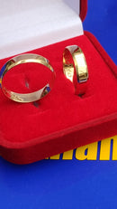 Par 18 Kilates Com Kina Casal Noivado Casamento Ouro 18 Kilates 6.00 Gramas 5 mm Alianças