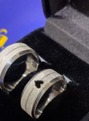 Alianças Coração Fosca com Risco Prata 950 Namoro 7 mm