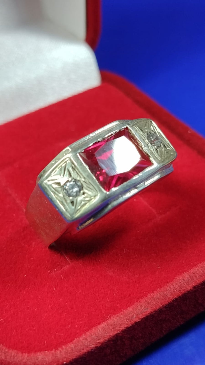 Anel Formatura Direitos e todos os Cursos  Prata 950 Topo 10 mm Pedra 8 x 6 mm Zircônia Todos os Cursos