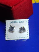 Brincos 6mm Zircônia Ouro 18 Kilates  1.00 Grama