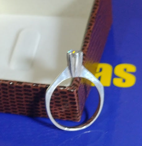 Anel Solitário prata 950 Pedra Zircônia 3 mm
