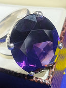 Anel Ametista Zircônia Lilas Prata 950 Pedra Zircônia 15 mm x 20  mm Peso 13 Gramas