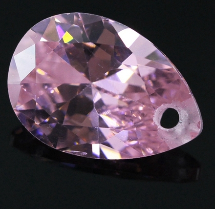 Pedra Zircônia Rosa Com Furo Para Pingente Anel Brincos 10 mm x 8 mm Rosa Alta Qualidade