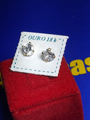 Brincos 6mm Zircônia Ouro 18 Kilates  1.00 Grama