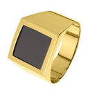 Anel Em Ouro 18 K /pedra Onix/ Promoção/ 20 Gr 6 Mm