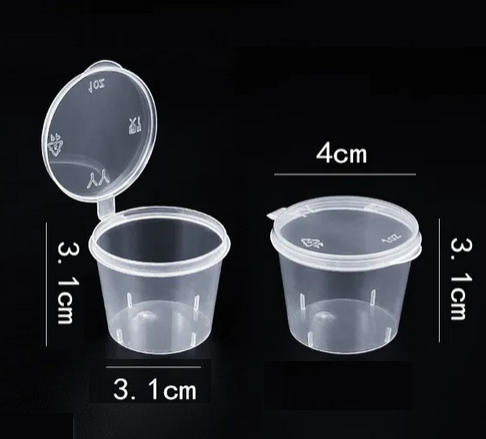 Copos de plástico 25 ML transparente claro alimentos pequenos recipientes molho caixa pacote 20 Potes
