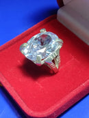 Anel  Grande Prata 950 Modelo Pedrão Oval 20 mm x 15 mm Peso 13.60 Gramas Pedras de Todos Cores