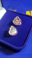 Brincos Ouro 18 Kilates Coração Pedra Zicônia Peso 5.40 Gramas 12 mm