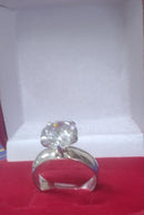 Anel Solitário Prata 950 de lei Aro 6 mm Com Pedrão De Zircônia 10 mm