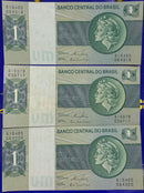 5 Cédulas 1 Cruzeiro  Banco Central do Brasil Antigas Coleção