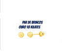 2 Pares Brinco Bolinha 3 mm Ouro 18kilates Baby infantil segundo furo