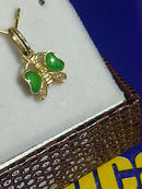 Pingente Borboleta Asa Verde Ouro 18 Kilates 0.60 Grama 10 mm