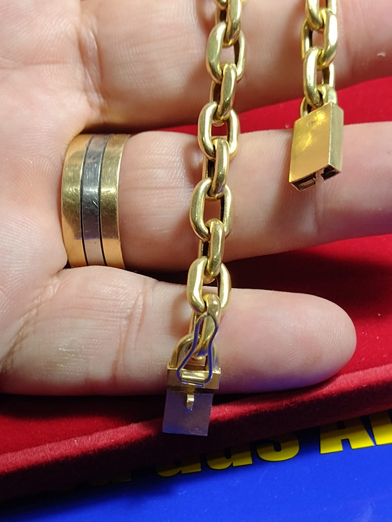 Pulseira Ouro 18 kilates Cadeado 13.00 gramas 8 mm 22 Cm  Fecho Gaveta