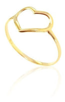 Anel Coração Ouro 18 Kilates Maciço Peso 1.00 Grama 1 mm