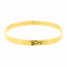 Bracelete 18 kilates 13 Gramas 7 mm Oco Polido liso Trava de Segurança com Fecho