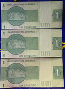 3 Cédulas 1 Cruzeiro Banco Central do Brasil Novas