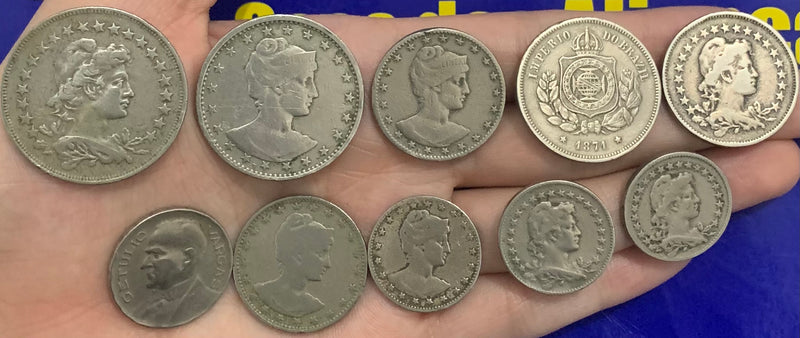 10 Moedas 100 Réis, 200 Réis e 400 Réis Colecionáveis