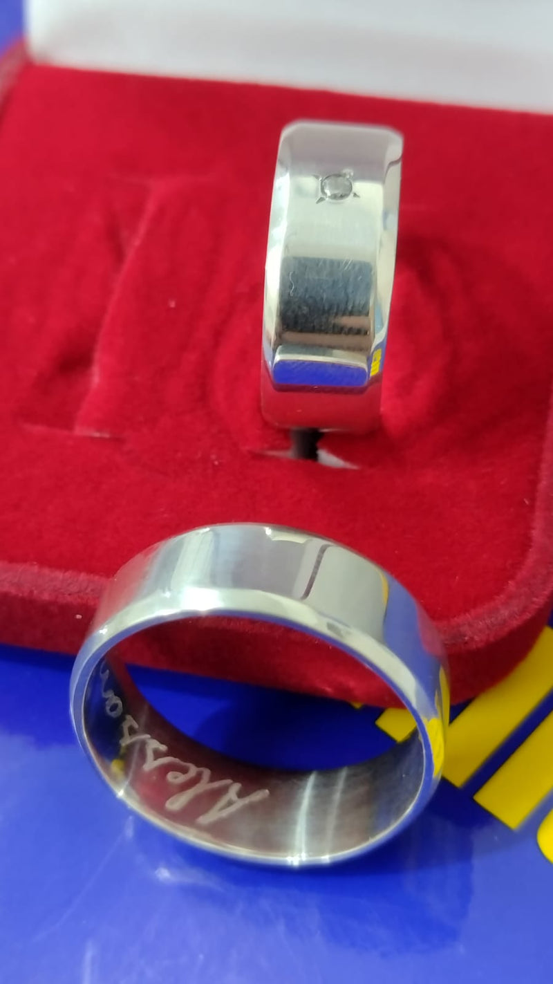 Alianças 10 mm Namoro Prata 950  Namoro e Cmpromisso Lisa Com uma Pedra Maciça