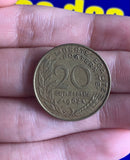 Moeda 20 Centimes França 1962 Muito Antiga e Rara Coleção