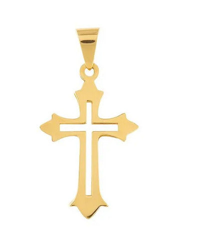 Pingente Ouro18 Kilates Peso 0.95 Gramas 1 mm Cruz Medieval