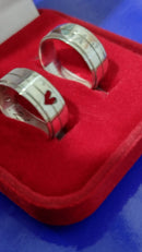 Alianças Coração Namoro Compromisso de Prata 950 Lisa 7 mm Lisa e Brilhosa