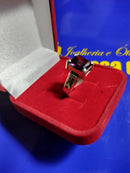 Anel Prata 950 largura 6 mm anel Solitario pedra Zircônia 10 X 6 mm