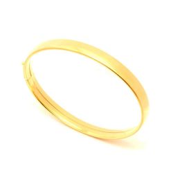Bracelete 18 kilates 13 Gramas 7 mm Oco Polido liso Trava de Segurança com Fecho