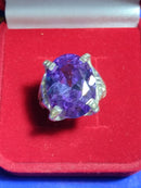 Anel  Grande Prata 950 Modelo Pedrão 20 mm x 15mm Peso 13. Gramas Pedras Lilas Ou Branca