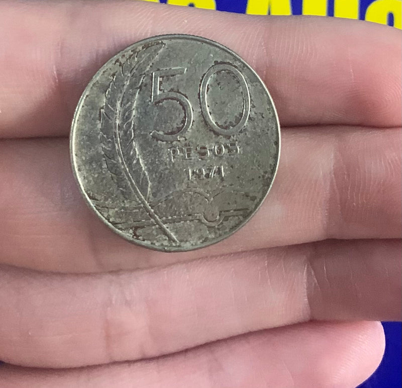 Moeda 50 Pesos 1971 Muito Antiga e Rara Coleção