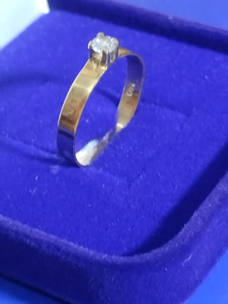 Anel Ouro 18 kilates Casamento Noivado Compromisso 2.10 Gramas Pedra Zircônia 3 mm