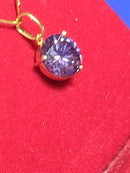 Pingente Pedra Ametista Lilas Zircônia Ouro 18 Kilates Peso 1.10 Grama 7 mm