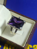 Anel Lilas Prata 950 Pedra Grande Zircônia 20 mm x 15 mm Peso 13 Gramas Maciço                                         V