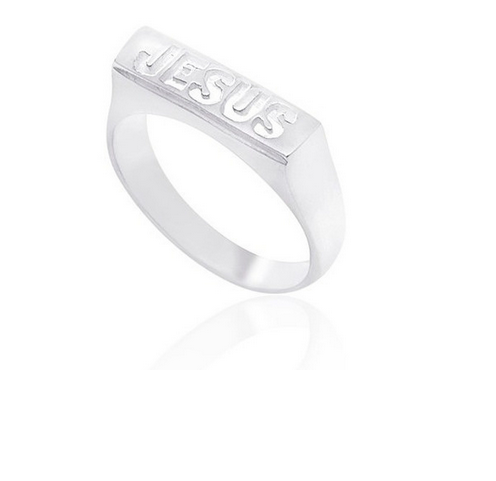 Anel Jesus Prata 950 Topo  Fechado