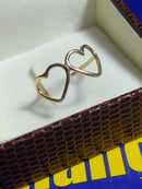 Anel Dois Corações Ouro 18 Kilates Peso 1.30 Gramas Aro 1 mm