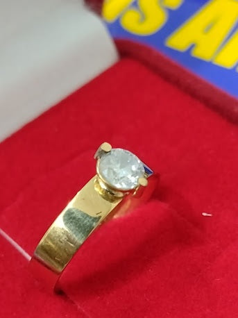 Anel Pedra 5 mm Zircônia Ouro 18 Kilates Maciço Peso 6,00 Gramas Aro 5 mm