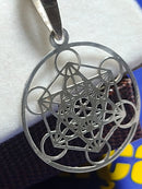 Medalhão do Cubo de Metatron Prata 950 Peso 1.50 Gramas 25 mm