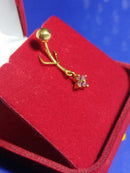 Piercing de Ouro 18 kilates Umbigo Trevinho Zircônia Peso 1.20 Gramas