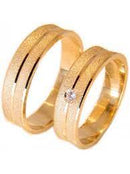 Alianças  Casamento  Retas fosca pedra de Zircônia 3 mm Ouro 18 Kilates Alianças Brilhosas 7 Gramas  6 mm Com Risco