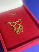 Pingente Coração Duas Meninas ou como desejar Peso 1.00 Grama Ouro 18 Kilates