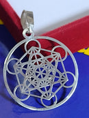 Pingente Cubo Metatron Merkabah Geometria Sagrada  Prata 950 de Lei 1.50 Gramas 22 mm