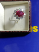 Anel Prata 950 Pedra Zircônia Topo 17 mm x 15 mm Pedra 12 mm x 8 mm Peso 4.40 Gramas Todas Cores de Pedr