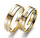 Par Aliança Casamento Ouro 18 Kilates 3 Pedras Zircônias de 3 mm Anatômicas