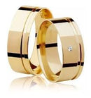 Par Alianças Casamento Ouro 18 Kilates Alianças Noivado 18 Gramas  8 mm Pedra Brilhante 2 mm