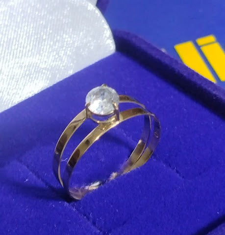 Anel Ouro 18 kilates Casamento Noivado Compromisso 2.20 Gramas Pedra Zircônia Todas as Cores 3 mm