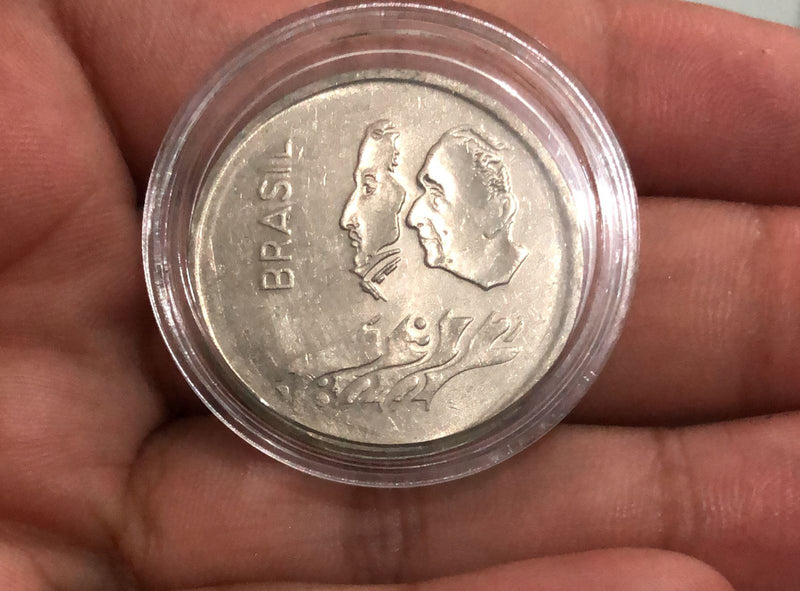 Moeda 1 Cruzeiro Brasil 1972 Mapa do Brsil em Cápsula