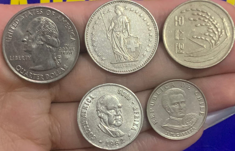 Kit 5 Moedas Dolar e Escudo