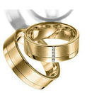 Aliança Casamento Par Ouro 18 Kilates 5 Pedras Brilhante de 1 mm Anatômicas