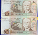5 Cédulas 10 Cruzados Banco Central Brasil Antigas Coleção Novas e Raras