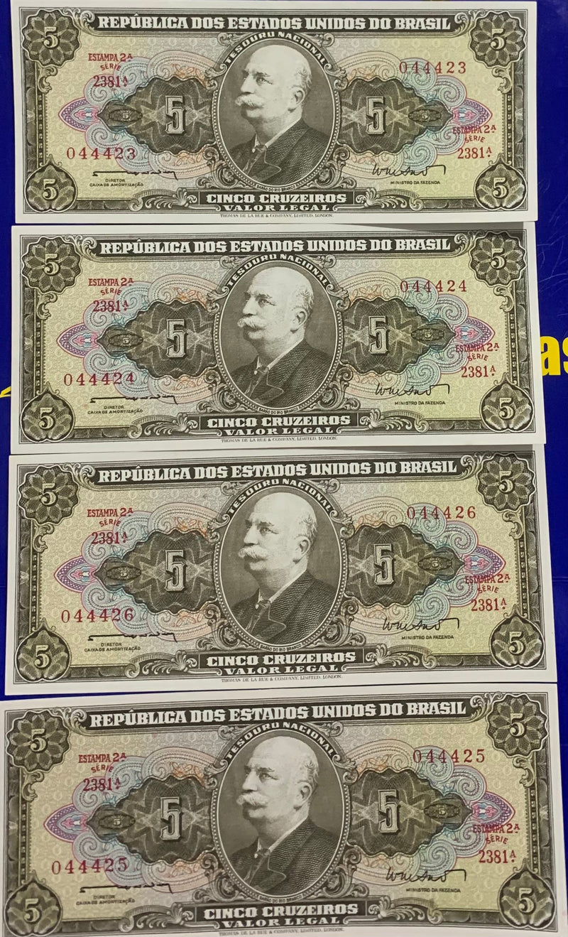 4 Cédulas Cruzeiro Brasil Antigas Coleção