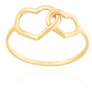 Anel 2 Corações Ouro 18 Kilates Maciço Peso 1.00 Grama 1 mm